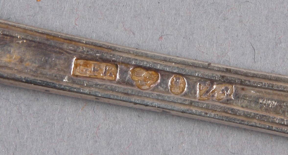 PARTI SILVER, 12 delar, flertal tillverkare bla GAB, 1800-1900-tal.