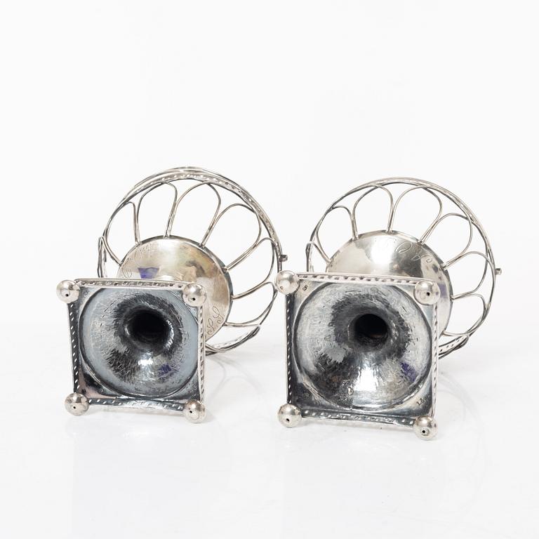 Fredrik Nymansson, a pair of confectionery bowls in silver and blue glass, Kristinehamn, Sweden, 1817.