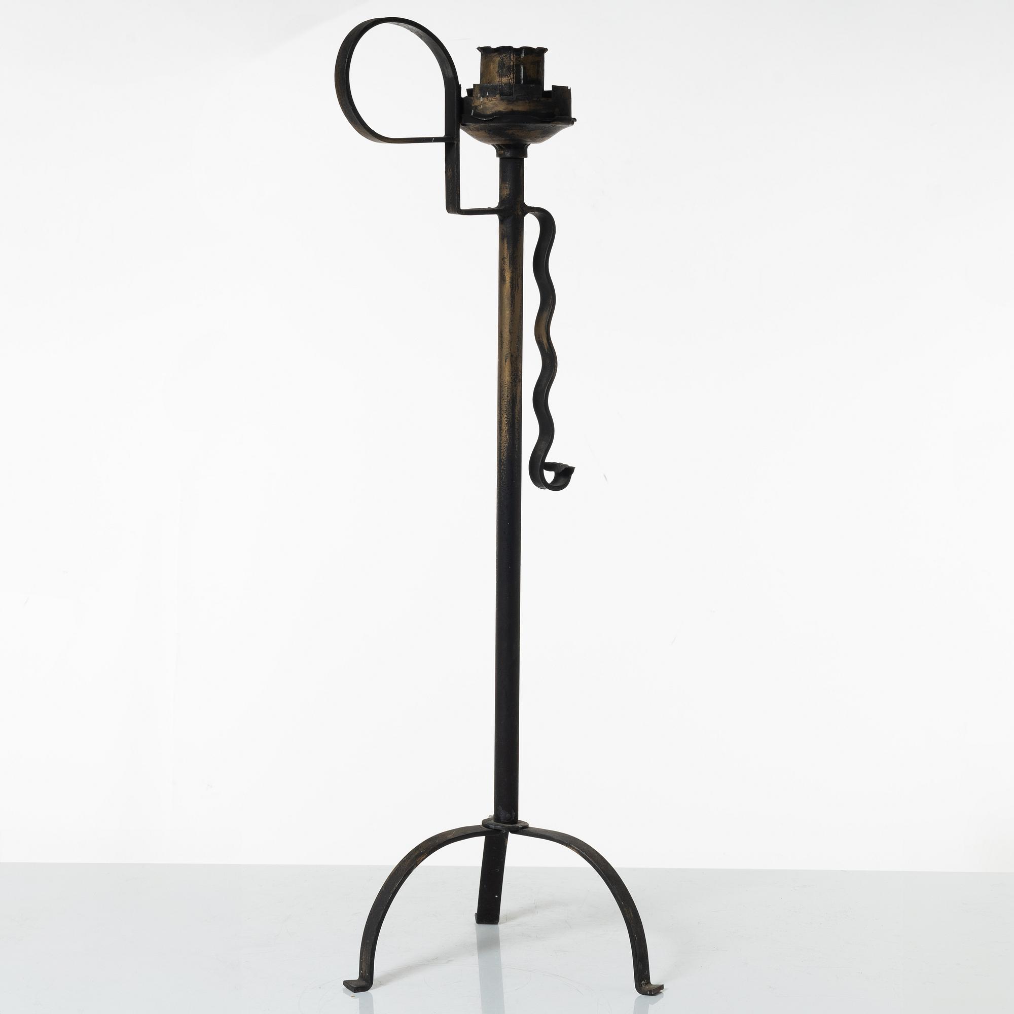 Bjerkås, a wrought iron floor candlestick model "91", Gothenburg, 1930s.