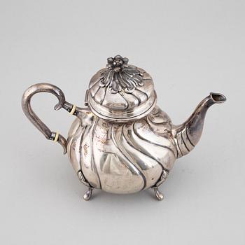 A Danish Rococo style silver teapot, P. Hertz, Copenhagen, Denmark, 1936.