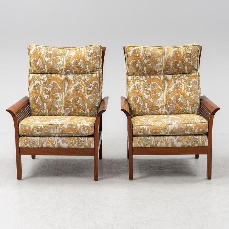Arne Norell, a pair of 'Rotang' easy chairs, Norell Möbel AB, Sweden.