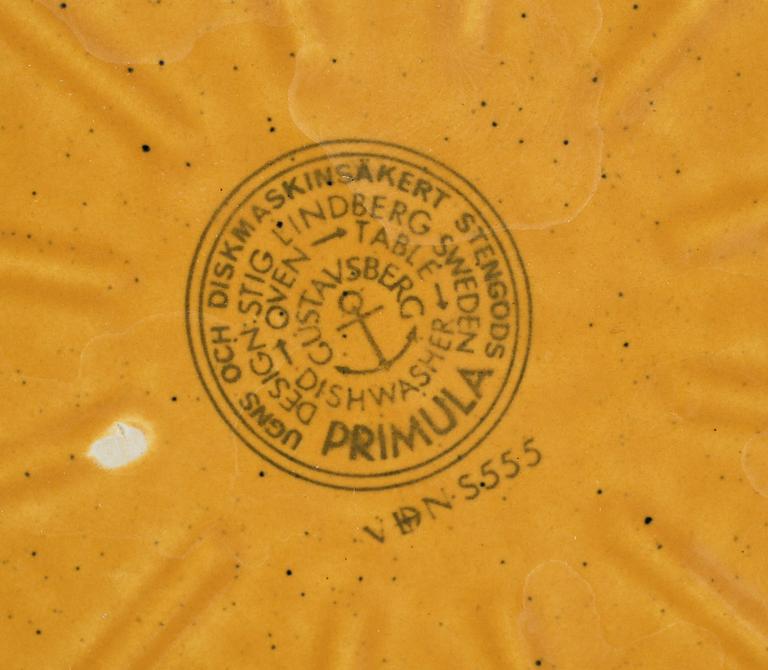 SERVISDELAR, 13st, stengods, "Primula", Stig Lindberg.