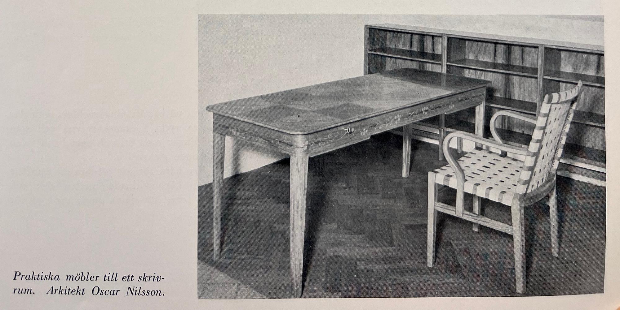 Oscar Nilsson, a mahogany desk, cabinetmaker Allan Lindgren, Stockholm, 1938.