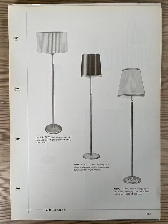 Harald Notini, a pair floor lamps, model "15695", Arvid Böhlmarks Lampfabrik, 1950s-60s.