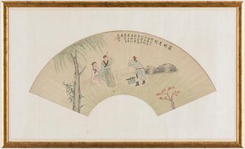 A Chinese fan painting, late 19th/early 20th century.