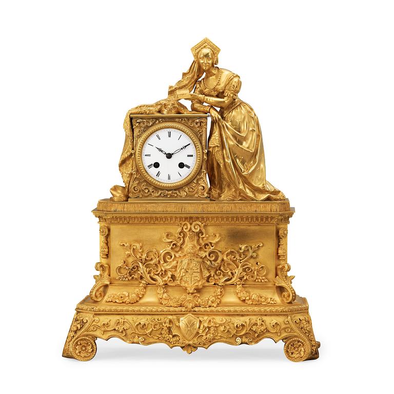 A French 19th century gilt bronze mantel clock.