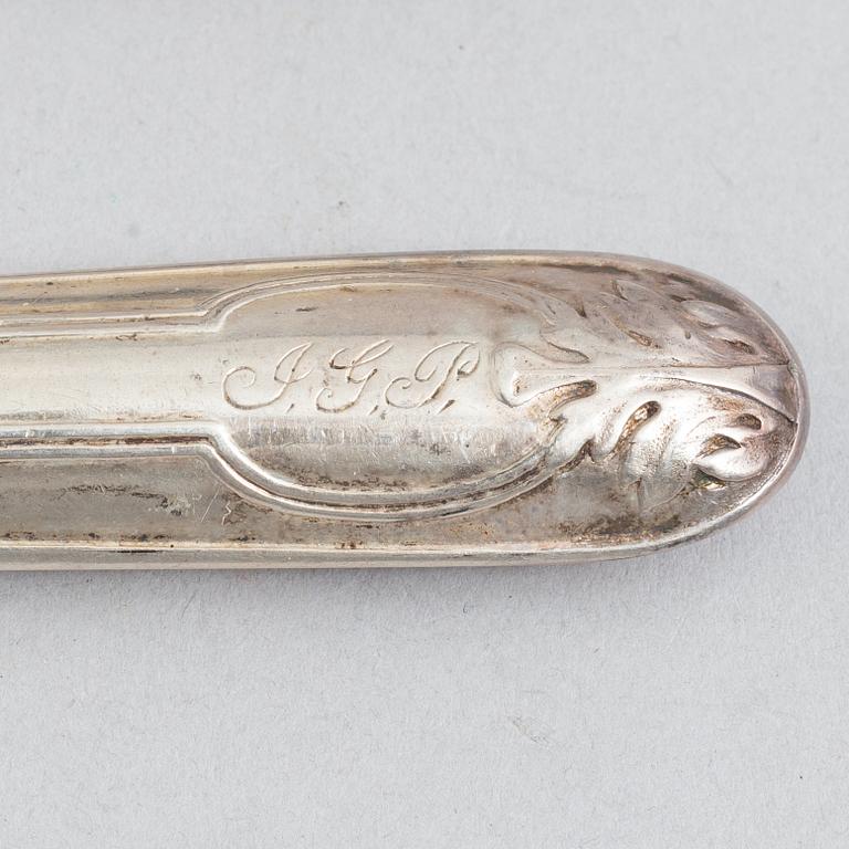 21 pieces of silver cutlery, Sweden, 1820-1896.