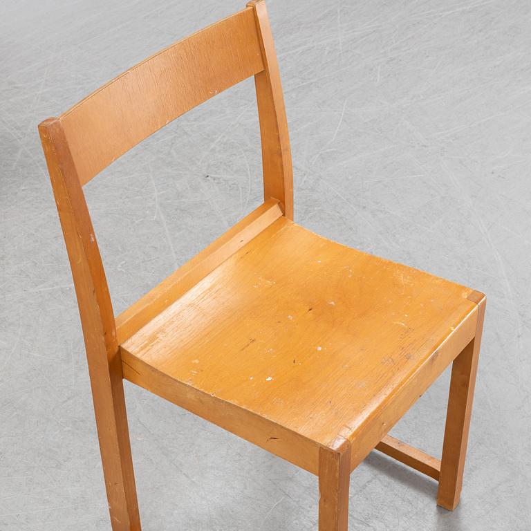A set of six birch chairs, 'Orkesterstolen', designed by Sven Markelius, mid 20th Century.