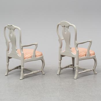 Two Rococo armchairs, 18th Century.