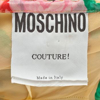 MOSCHINO COUTURE, a flower printed yellow silk dress.