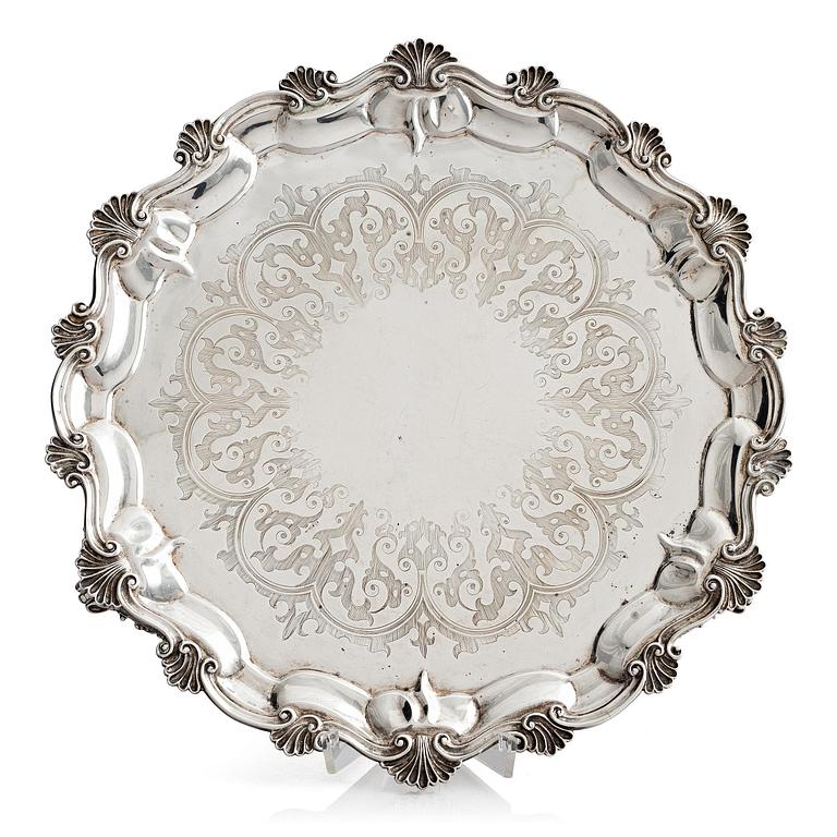 Hands & Son, presenterfat/salver, silver, London 1859.