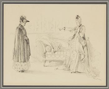 Carl Larsson, ink drawing, signed C.L.