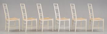 Erik Chambert, A set of six Erik Chambert 'Poem' white lacquered chairs, Chambert's, Sweden 1950's.