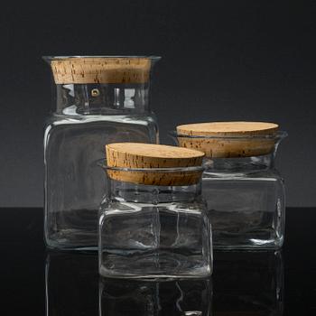 SIGNE PERSSON-MELIN, glas,  8+1 st, "Sill i kvadrat" för Boda Nova 1900-talets andra hälft.