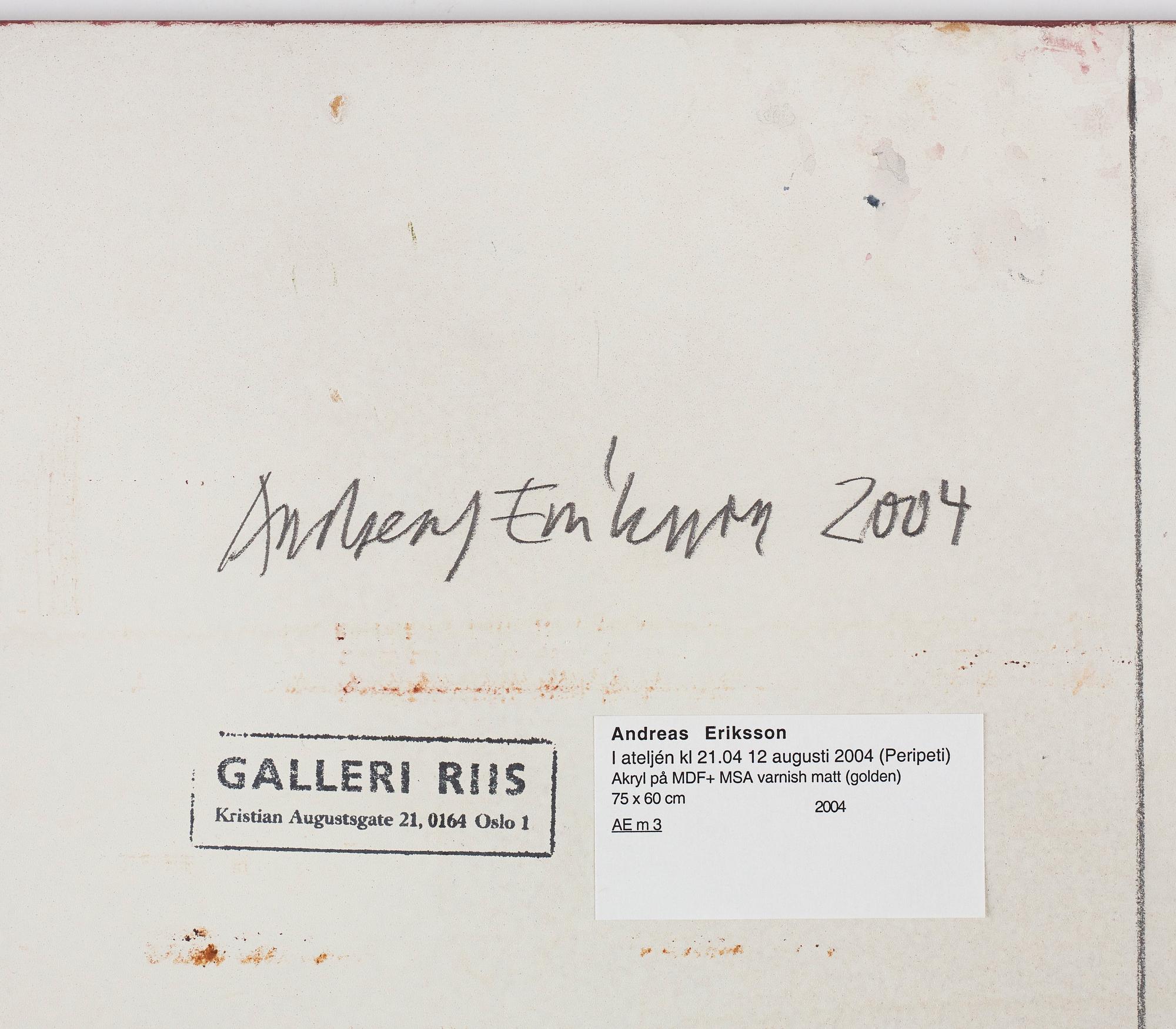 Andreas Eriksson, "I ateljén kl 21.04 12 augusti 2004 (Peripeti)".