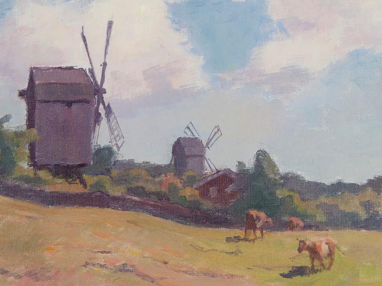 Bernhard Oscarsson, Landscape with windmills.