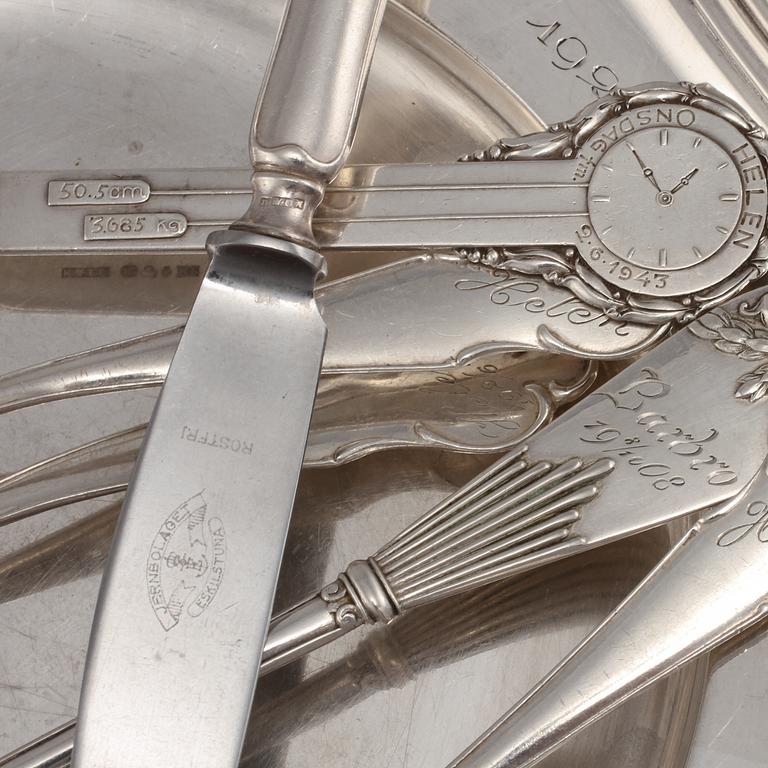 PARTI SILVER, 7 delar, 1900-talets första hälft. Vikt 405 g.