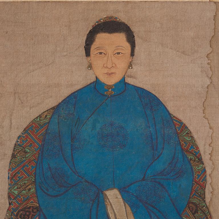 ANFADERSPORTRÄTT, akvarell och tusch på siden. Kina, 1900-tal.