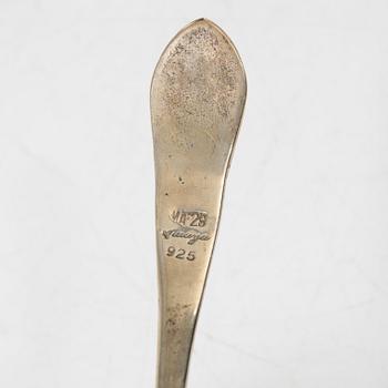 A silver sauceboat with tray and spoon, Anaya, Mexico, second half of the 20th Century.