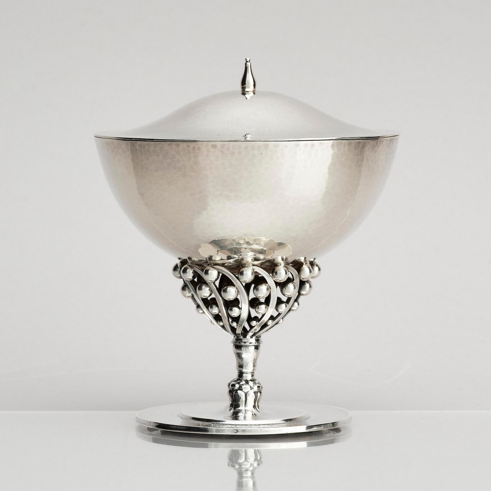 Georg Jensen, a sterling silver bowl with lid, design Johan Rohde, model no 43, Copenhagen after 1945.