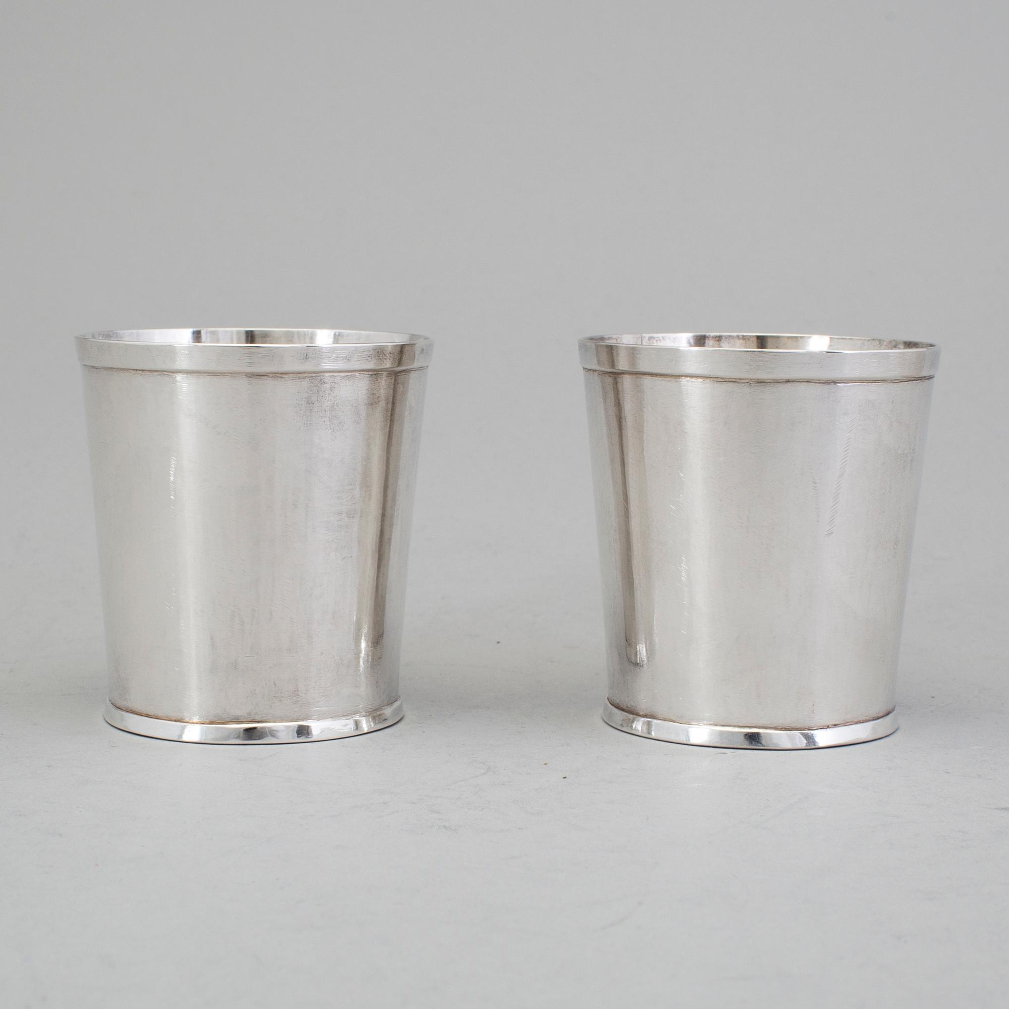 A pair of Swedish 20th century silver beakers, mark of Birger Haglund, Stockholm 1989.