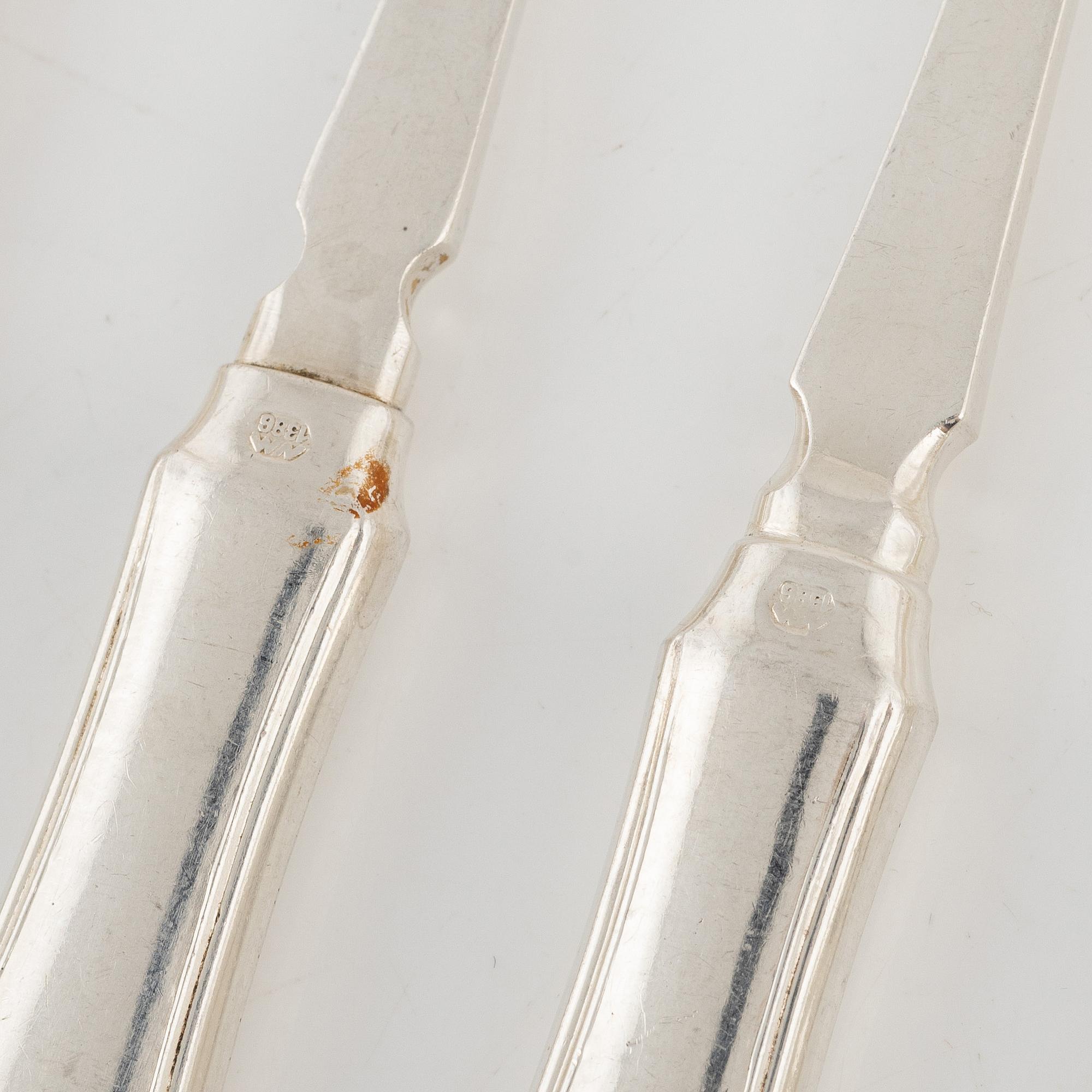 Hummergafflar, 6 st, silver, J. Tostrup, Norge.