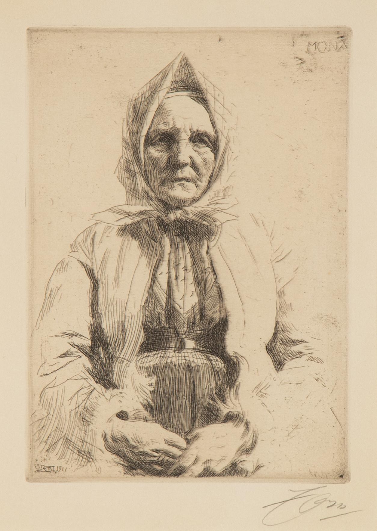 Anders Zorn, etching, 1911, signed in pencil.