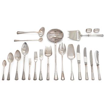 A 118-piece Tillander silver cutlery set, 'Käpy' (Cone), Helsinki 1970s. Design: Vilho Ellenberg, 1920s.