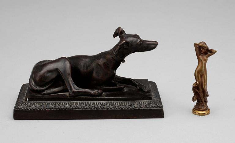 BREVPRESS samt SIGILLSTÄMPEL, gjuten metall, empire och  jugend, 1800/1900-tal.