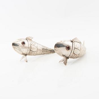 Table decorations/boxes 1 pair of silver (unmarked) 20th century.