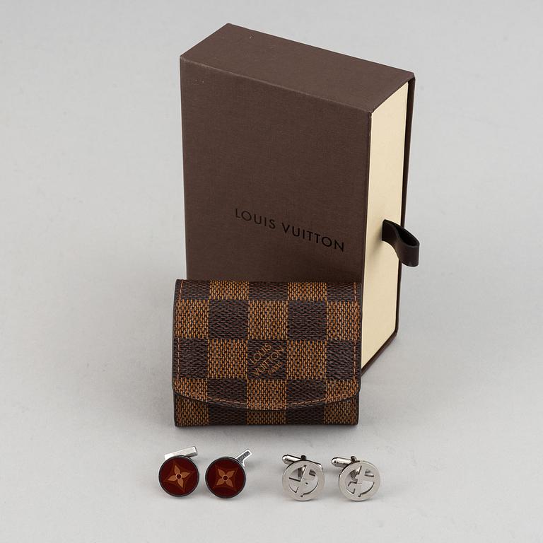 Louis Vuitton and Giorgio Armani, two pairs of cufflinks.