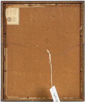 Maj Bring, Porträtt av man med gul bakgrund.