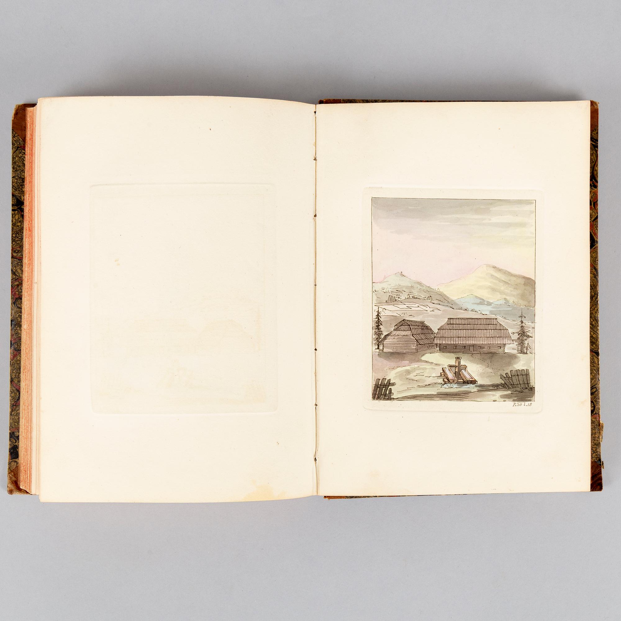 ”Resa til Italien”, med 38 handkolorerade planscher.