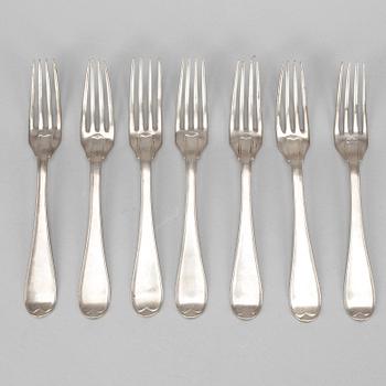 GAFFLAR, 7 stycken, silver, Stephan Westerstråhle Stockholm 1811. Total vikt ca 510 gram.