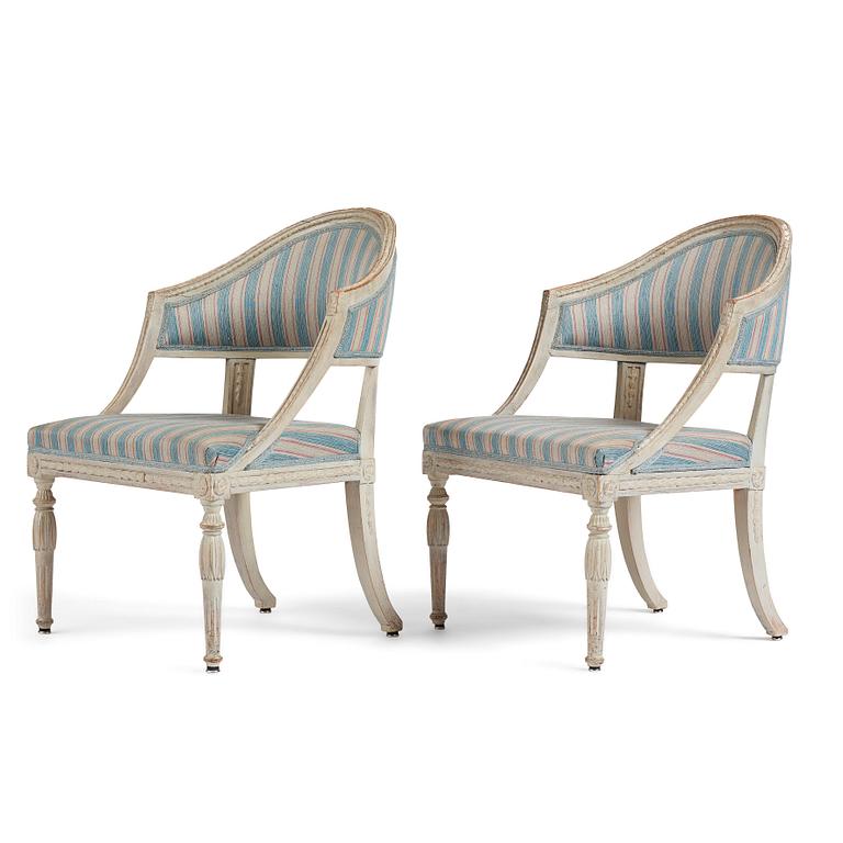 A pair of late Gustavian armchairs from the first half of 19th century.