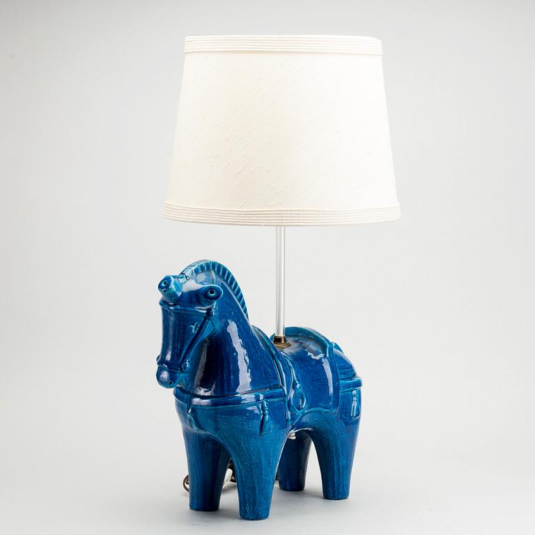 ALDO LONDI, BORDSLAMPA, blå häst, för Bitossi Italien.