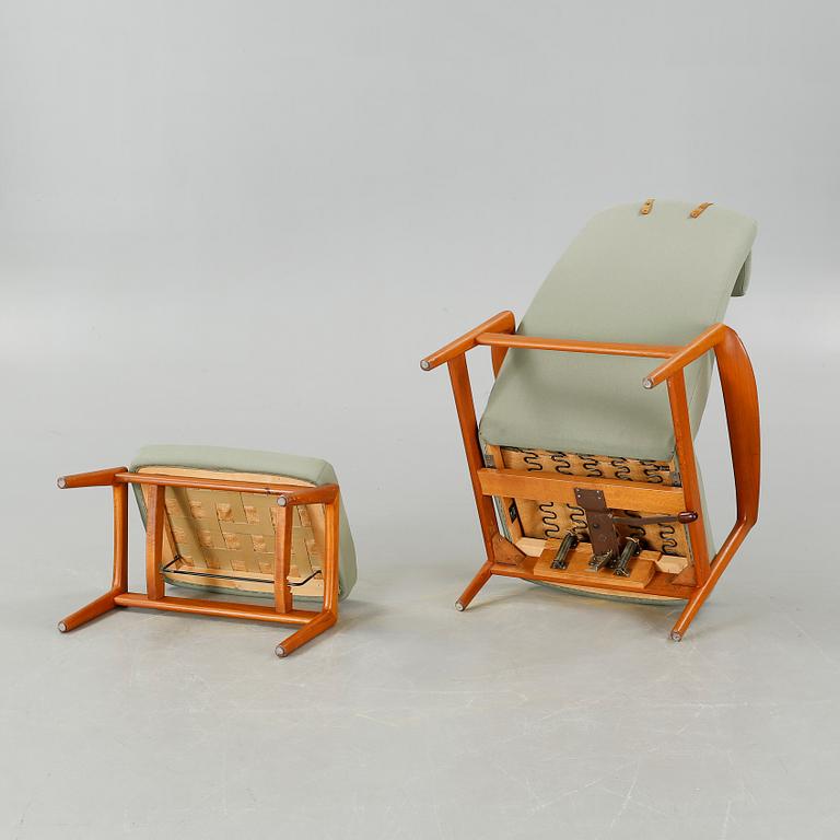 ALF SVENSSON, fåtölj med fotpall, Dux, Ljungs Industrier,  1950/60-tal.