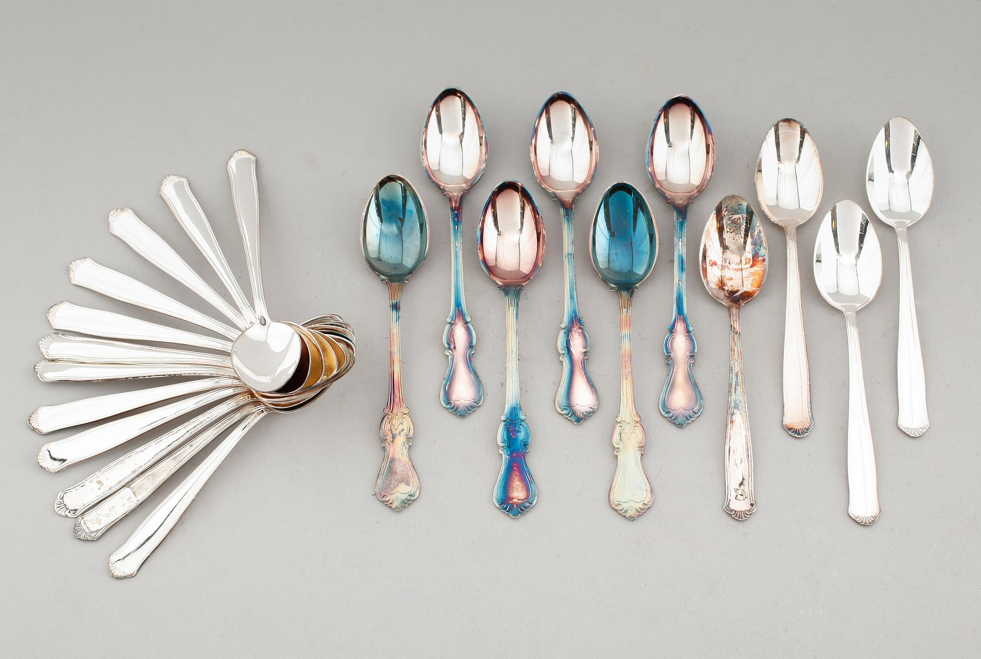 KAFFESKEDAR, 22 st (16+6), silver, GAB, Stockholm 1950/60-tal. Vikt ca 279 gram.