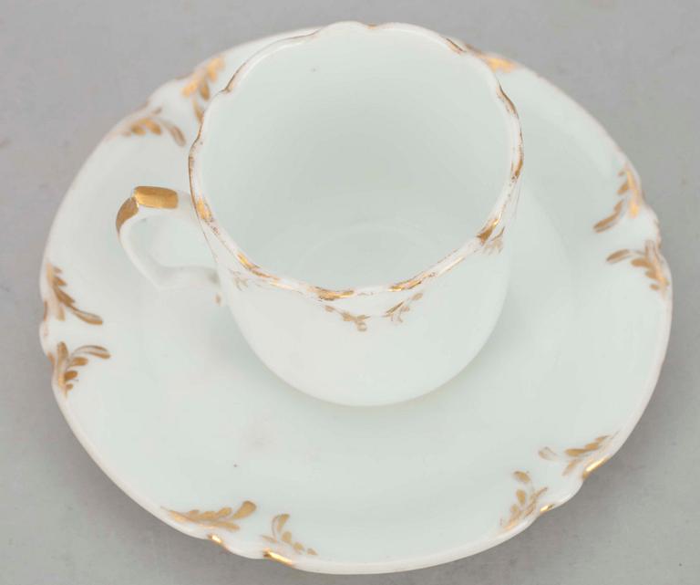 KAFFEKOPPAR, 9 st, porslin, ej stämlade, 1800-tal.