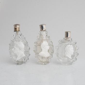 Three perfume bottles, 19th century.
