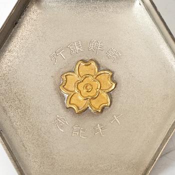 A group of six Japanese salts / boxes, some marked sterling silver, around 1900.