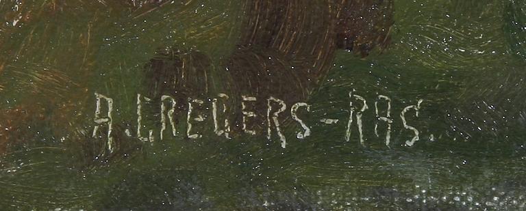 OKÄND KONSTNÄR. Olja på duk. Sign A Gregers-Ras.