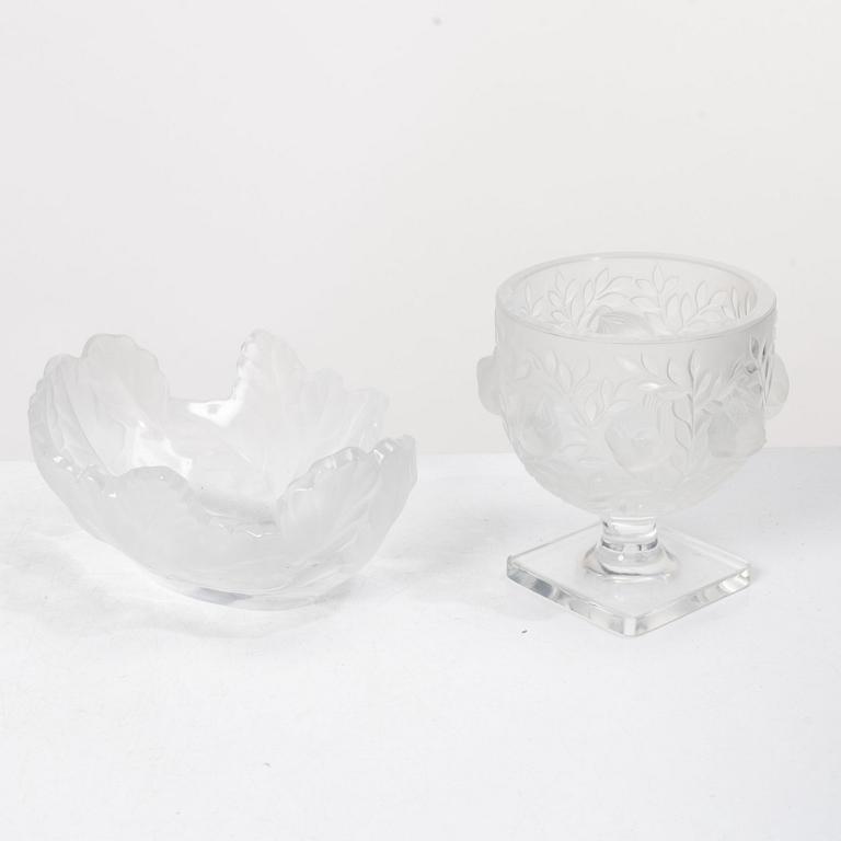 René Lalique, Six glass objects, Lalique, France, second half of the 20th century.