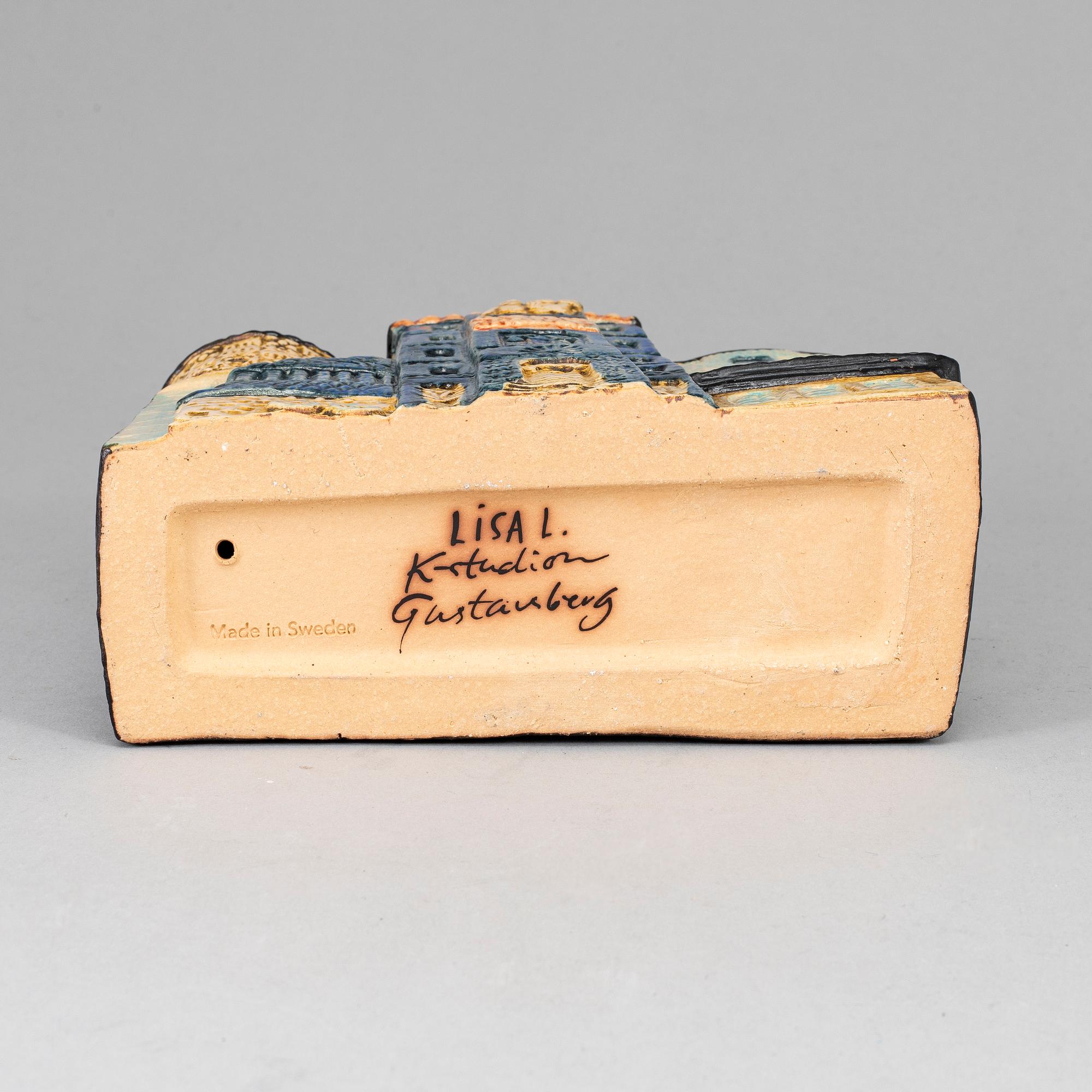 A Lisa Larson stoneware figure of a house, K-Studion, Gustavsberg.