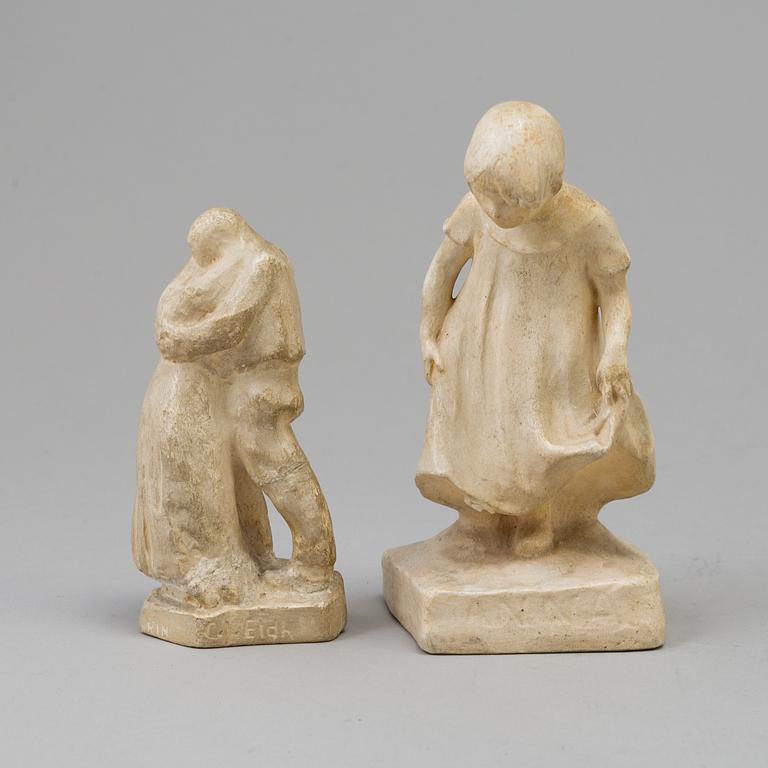 CARL ELDH, 2 plaster  sculptures, signed.