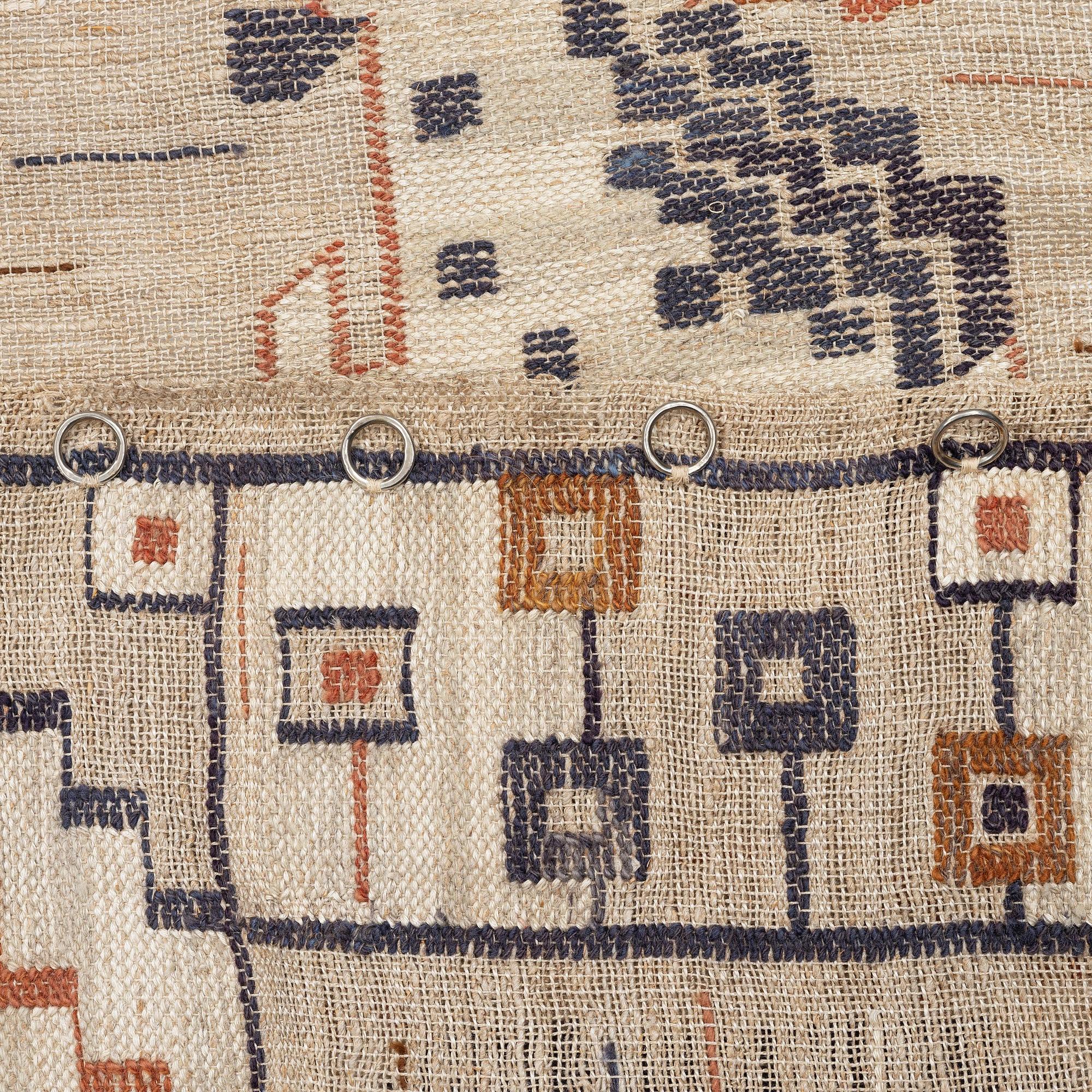 Märta Måås-Fjetterström, a drape "Vildhästen", flat weave, c 253 x 133 cm, signed MMF.