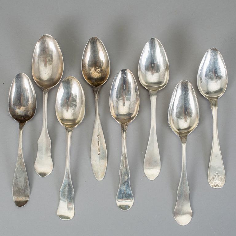 SKEDAR, 8st, silver, bla Johan Lindbom, Visby, 1796. Vikt ca 340g.