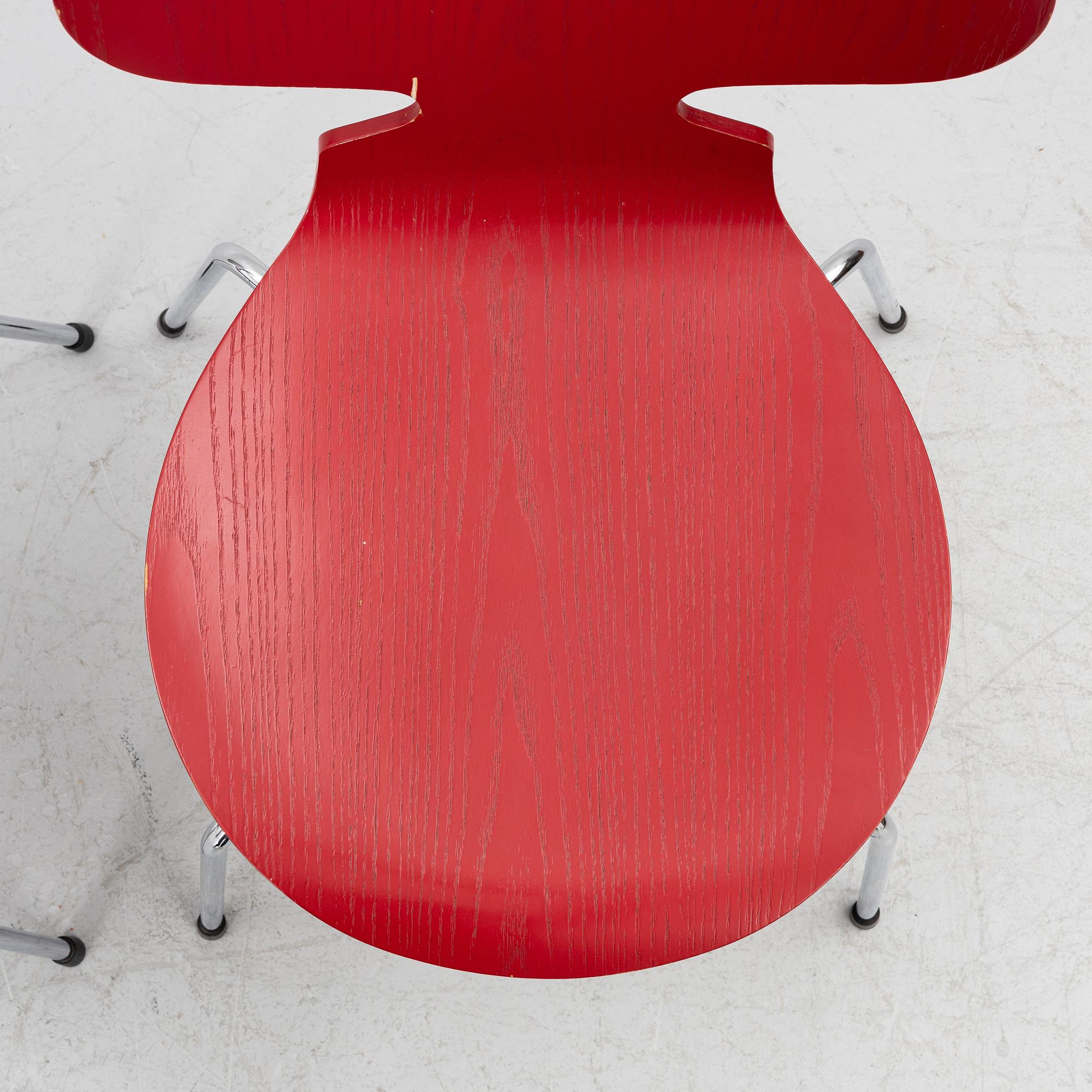 Arne Jacobsen, Chairs, 3 pieces, "Ant", Fritz Hansen, 1996 and 2002.