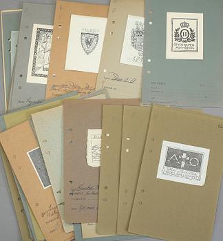 SAMLING BOKEXLIBRIS, ca 110 st, mest Sverige, bla Kung Oscar II, 1800-1900-tal.