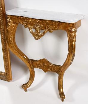 SPEGEL MED KONSOLBORD. Nyrokoko, 1800-talets andra hälft.
